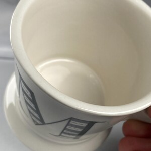 Anthropologie Original Monogram "M" Mug Cream White Large Black Letter Footed Shaving Style Bridge Interior