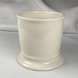 Anthropologie Original Monogram "M" Mug Cream White Large Black Letter Footed Shaving Style Bridge Interior
