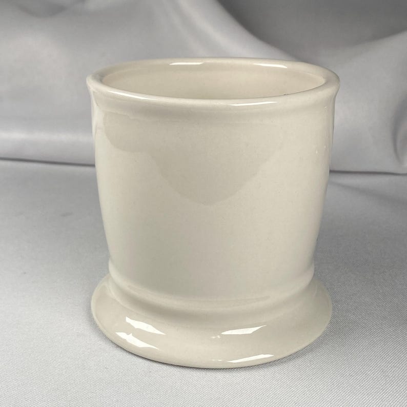 Anthropologie Original Monogram "M" Mug Cream White Large Black Letter Footed Shaving Style Bridge Interior