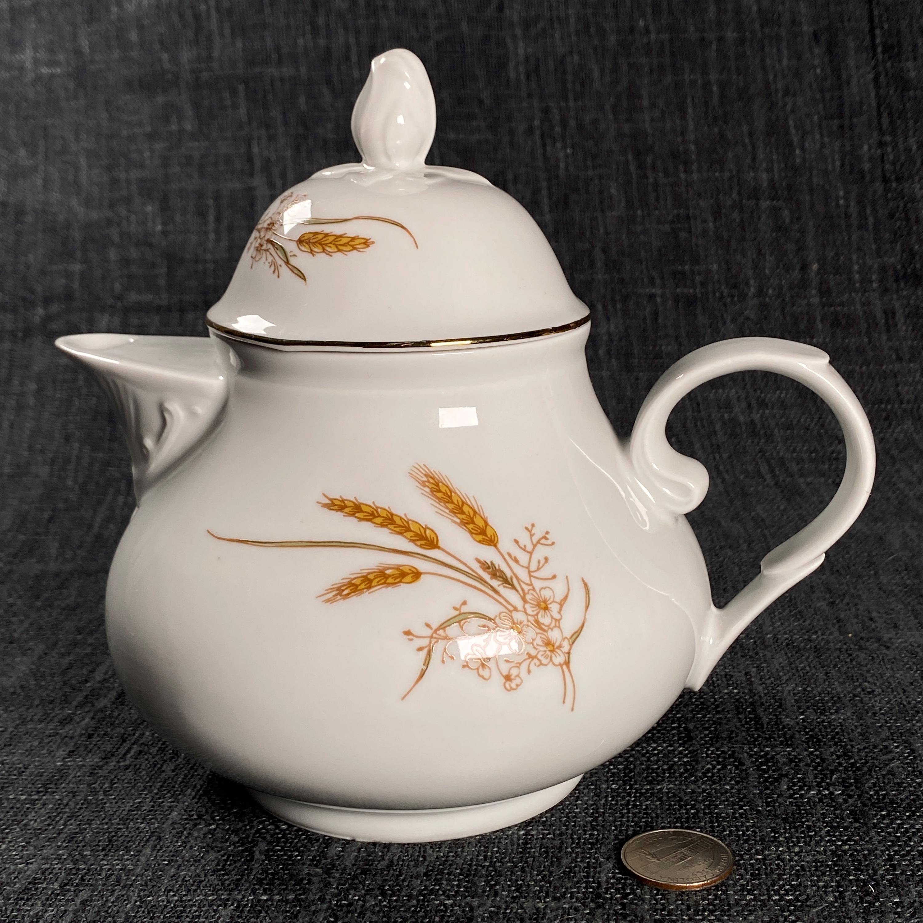KAHLA 食器セット Vintage Kahla Tea Set, Gold Wheat Decor, GDR German Porcelain
