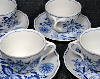 Hutschenreuther Blue Onion Coffee Cup and Saucer Set - Floral Porcelain