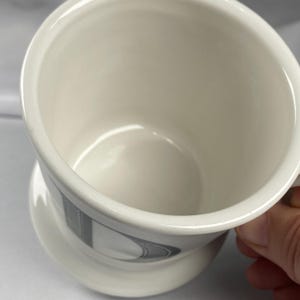 Anthropologie Original Monogram "D" Mug Cream White Large Black Letter Footed Shaving Style Bridge Interior