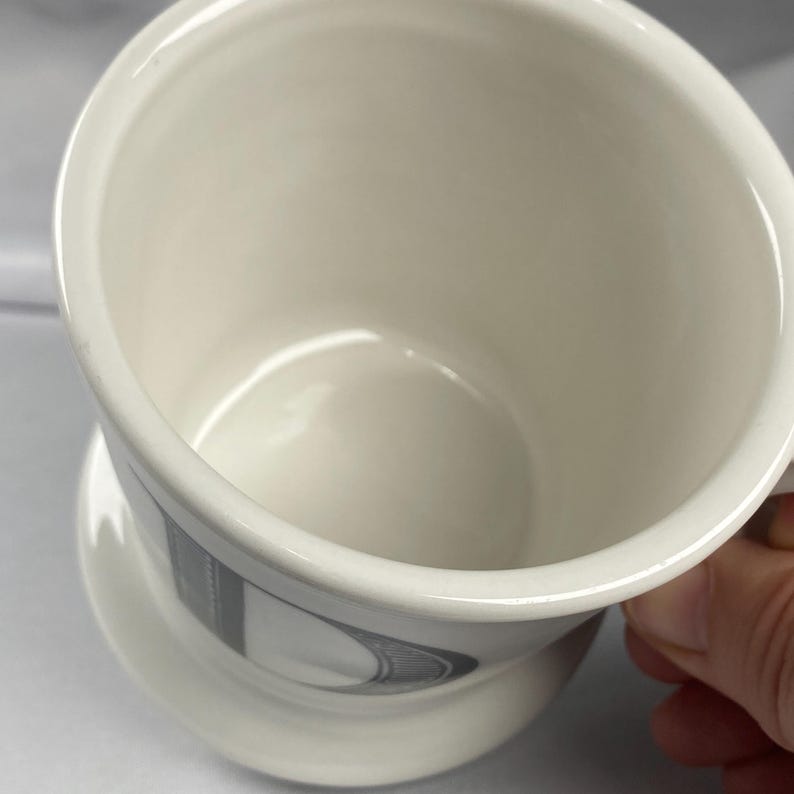 Anthropologie Original Monogram "D" Mug Cream White Large Black Letter Footed Shaving Style Bridge Interior