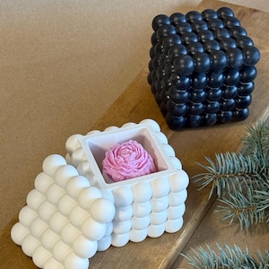 Handgefertigte Bubble Dose mit Deckel: Jesmonite Kerzenhalter & Schmuckbox