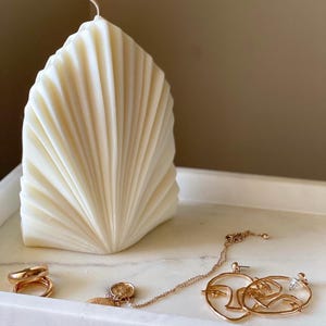 Undyed Geometric Candle | Striped Aesthetic Candle | Tall Pillar Candle | Unique Sculptural Candle | Decorative Modern Candle | Wavy Candle