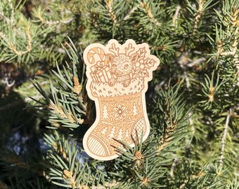 Christmas Reindeer Magnet – Wooden Holiday Fridge Magnet, Cozy Winter Decor, Stocking Gift