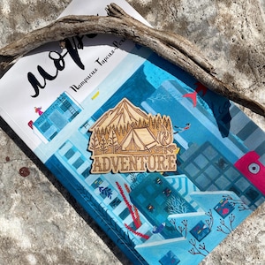Adventure Wooden Fridge Magnet – Rustic Nature Magnet, Travel & Outdoor Home Decor, Gift for Explorers