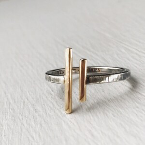 Lateral Ring - 14k gold and Sterling
