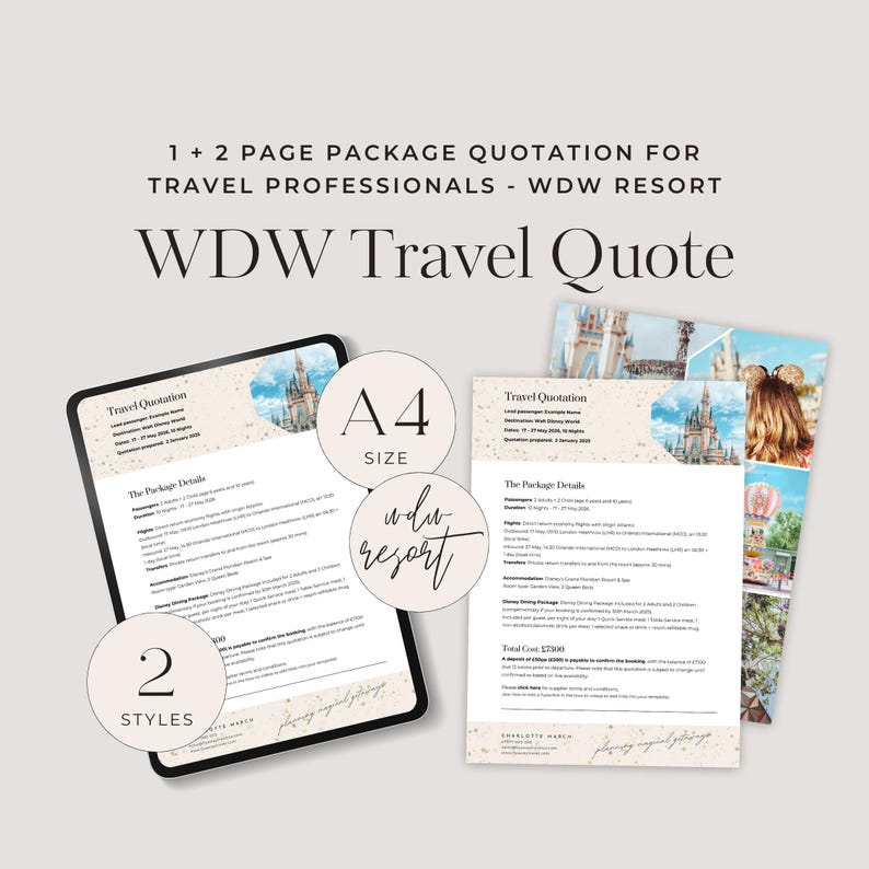 WDW Resort Travel Quote Template: A4 Canva Editable (digital Download ...
