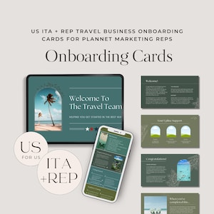 ITA + REP Onboarding Cards For US Travel Business | PlanNet Marketing Network Marketing Travel Template | Aesthetic Customizable In Canva