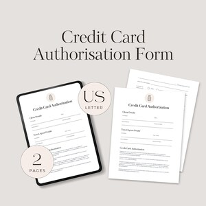 Creditcardautorisatieformulier | Formulier creditcardgegevens voor klanten | Sjabloon reisbureau volledig bewerkbaar in Canva | Amerikaanse brief: TTC013