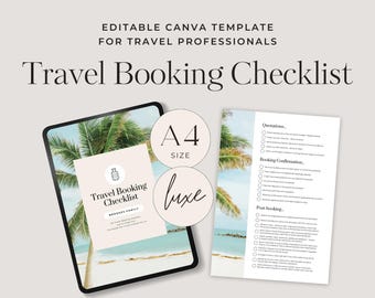 Travel Agent Checklist | Booking Checklist, Luxe A4 Canva Template (Digital Download)