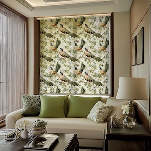 Vintage Bird Print Roller Shades - Nature-Inspired Roller Shades