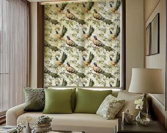 Vintage Bird Print Roller Shade – Nature Inspired Window Covering