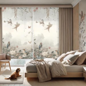 Chinoiserie Birds and Flowers Roller Blind - Vintage Style, Pastoral Landscape, Elegant Decor - Nature-Inspired Modern Curtains