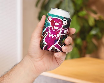 Chłodziarka na puszki Grateful Dead Dancing Bear – neoprenowy upominek na imprezę Deadhead