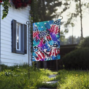 4th of July Garden Flag | Patriotic Yard Decor | Red White Blue Outdoor Flag | Double-Sided Holiday Banner | Independence Day Flag