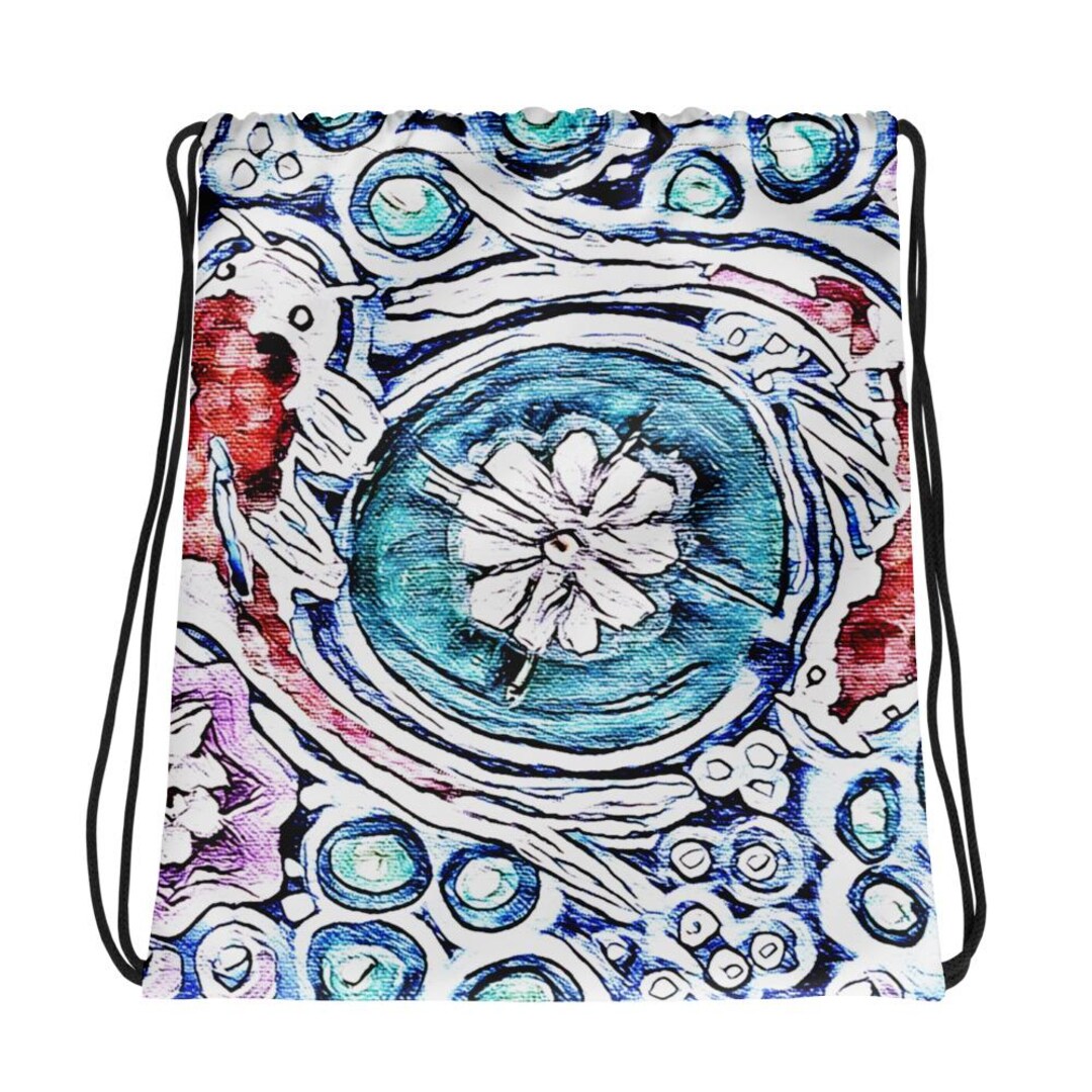 Fish Drawstring Bag Koi Fish Drawstring Bag: Red & Black Abstract Art Gym Sack - Etsy