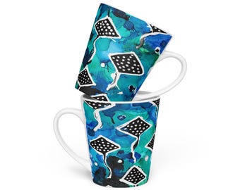 Personalized Stingray Latte Mug: Coastal Sea Life Tea Cup