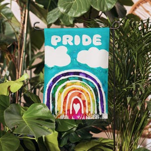 Bandera de jardín del Orgullo Arcoíris: Decoración de doble cara resistente a la intemperie (30 x 45 cm)