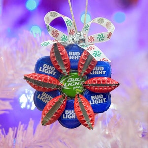 Bud Light Christmas Ornament Made from Beer Bottle Caps