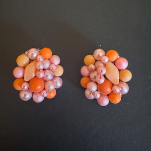 Vintage Ohrclips 1950s/1960s Faux Pearl Cluster Bead Gold Ton Ohrclips Mid Century