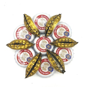 Peroni Nastro Azzurro Hanging Ornament Handmade Upcycled Bottle Cap Magnet and Peroni Nastro Azzurro Beer Themed Home Decor
