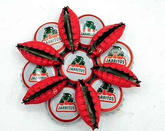 Imán para refrigerador Jarritos, decoración de pared para colgar, amuleto de refresco hecho con tapas de botellas recicladas vintage, adorno de Jarritos