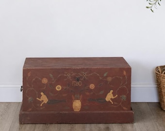 Folk Painted Storage Trunk | Pennsylvania Dutch Style