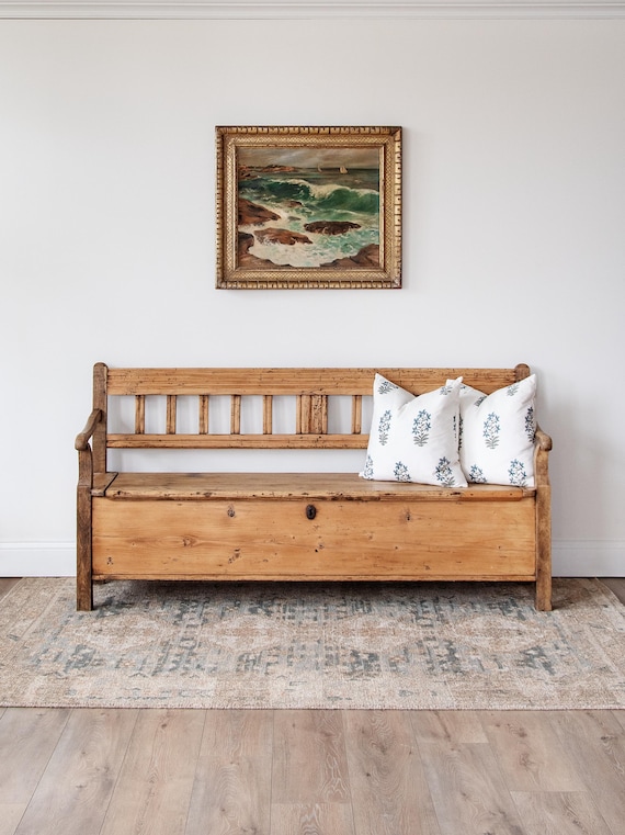 Antique Pine Storage Bench | 19th Century
