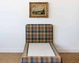 Custom Upholstered Charles H. Beckley Twin Bed in Plaid