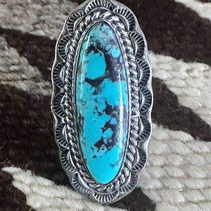 COLLECTABLE - Tim Yazzie Navajo Turquoise Ring – Sterling Silver – Size 6