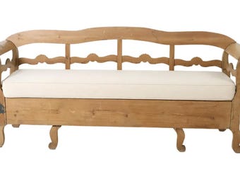 1800s Swedish Pine Storage Bench
