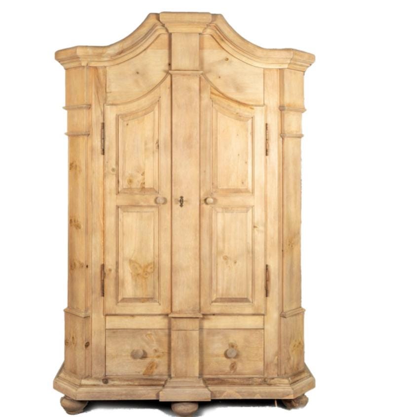 CLEARANCE - Antique Northern European Pine Armoire | 19th Century Gustavian Style Wardrobe