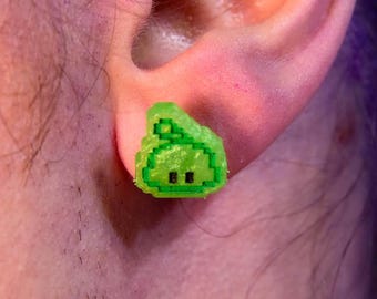 Stardew Valley Slime in Green Hypoallergenic Studs