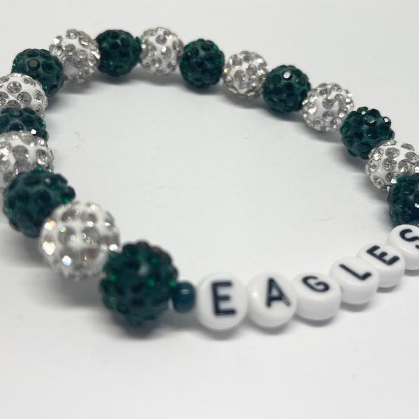Eagles Bling  Beaded Bracelet Philadelphia bead jewelry/ Jalen Hurts / Go Birds Bracelets / Jason Kelce