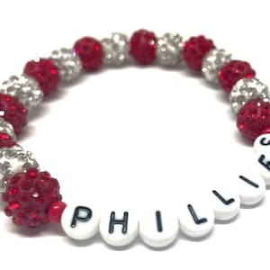 Phillies Beaded Bling Bracelet / Philadelphia Phils inspired bead JEWELRY/ Bryce Harper MLB Lucky World Series Disco Ball