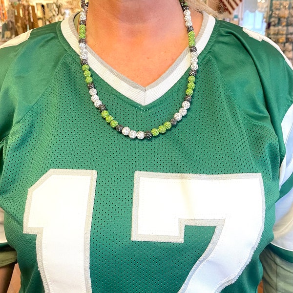 Eagles Beaded Necklace Throwback Kelly Green / Inspired by Philadelphia Phils bead jewelry/Jalen Hurts Bryce Harper/ Go Birds Bling Necklace