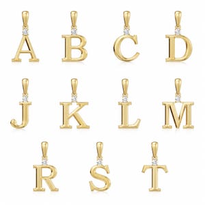 Dainty Diamond Initial Charm in Solid 10K Gold – Letter Pendant Charm – Real 1.6mm Diamond Letter Charm – Personalized Fine Jewelry Gift image 1