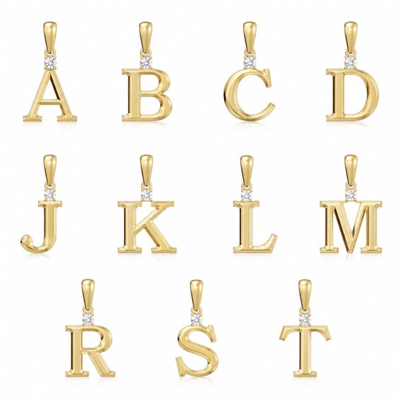 Dainty Diamond Initial Charm in Solid 10K Gold – Letter Pendant Charm – Real 1.6mm Diamond Letter Charm – Personalized Fine Jewelry Gift