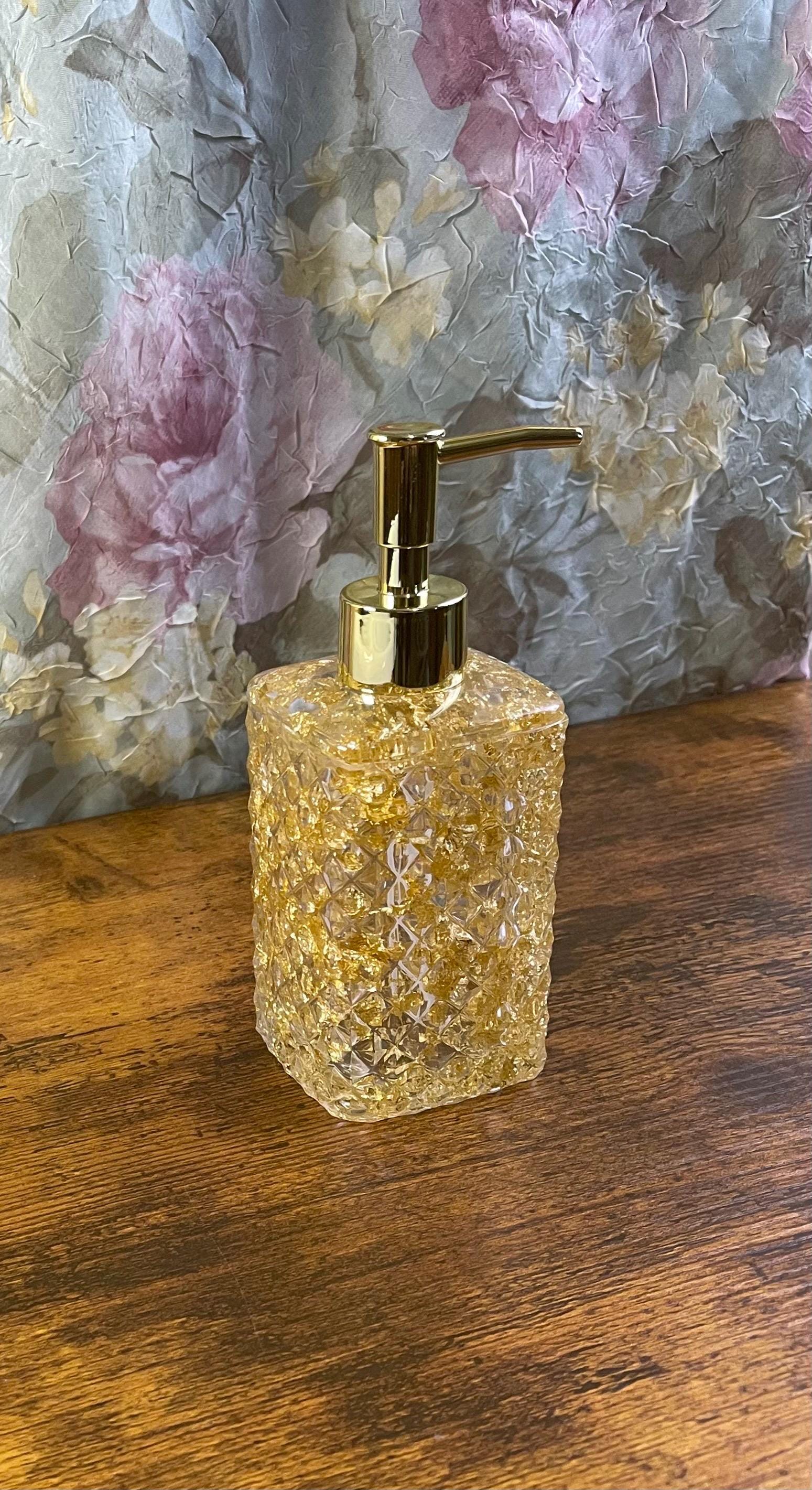 Textured Resin Soap Dispenser with Gold Pump