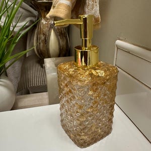 Textured Resin Soap Dispenser with Gold Pump main image 1