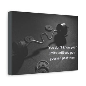 Motivational Fitness Canvas Wall Art, Gym Decor, Inspirational Quote, Weightlifting Wall Decoration, Gift for Fitness