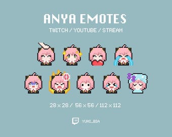 Emoticones Pixel Art de Anya Forger: Espía y Familia (Descarga instantánea)
