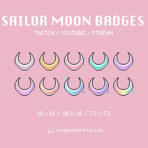 Usagi Sailor Moon Twitch Sub Badges: Pixel Art Stream Badges (Digital Download)