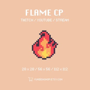 Flamma Pixel Art Twitch-kanalpoängikon (digital nedladdning)