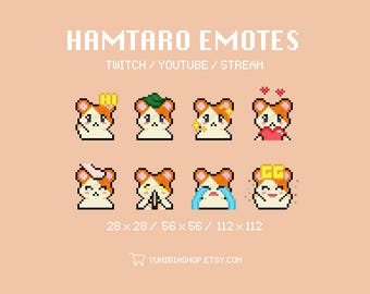 Emotes de Hamtaro para Twitch / Emotes de Pixel Art para streaming (Descarga digital)