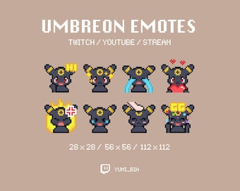 Pixel Art Umbreon Emotes | Twitch, Youtube, Discord (Digital Download)