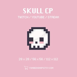 Ícono de puntos de canal de Twitch de calavera / Ícono de puntos de canal de Twitch / Emotes de Twitch / Emotes de transmisión / Canje de puntos de canal / Halloween / Pixel Art