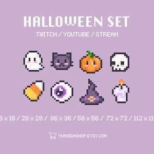 Halloween Twitch Sub Abzeichen | Gebissabzeichen | Kanal Punkt Icons | Twitch Emotes | Sub Anstecker Cute | Strom | Youtube, Discord | Pixel Art